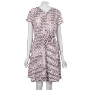 SM Wardrobe Dress L Carrot Print Short Sleeve Fit & Flare Tie Belt Whimsical